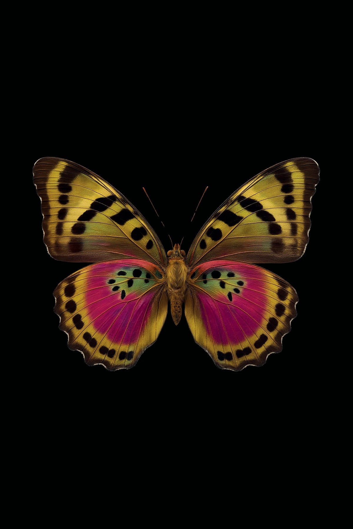 Scientific illustration of the Common Pink Forester (Euphaedra xypete)