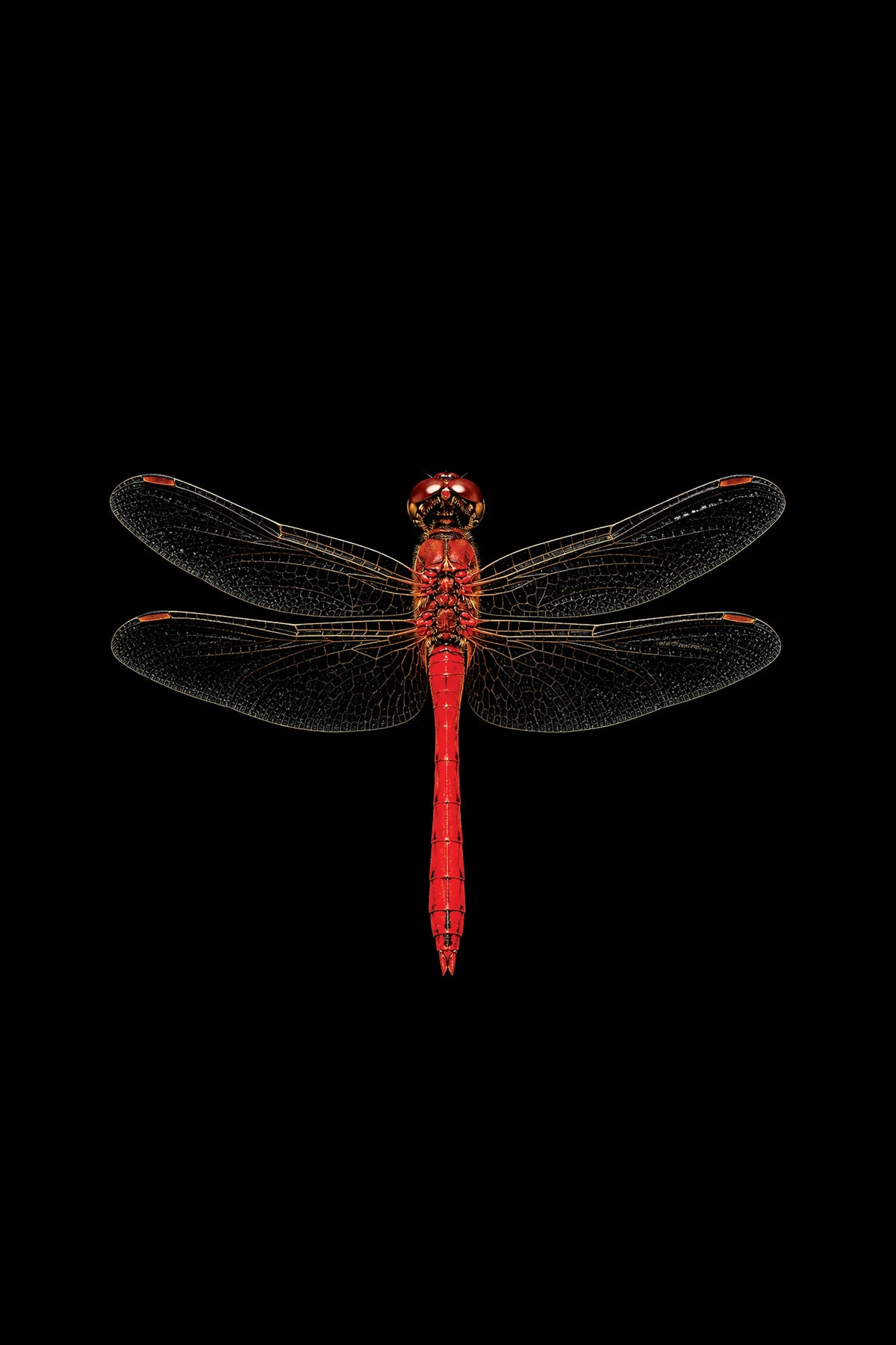 Scientific illustration of the Ruddy Darter dragonfly (Sympetrum sanguineum)